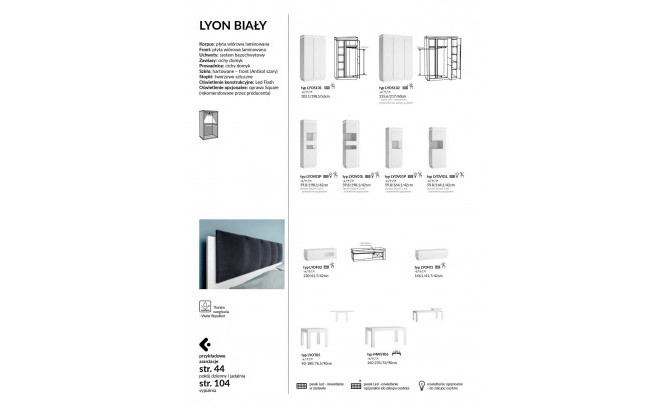 Книжный шкаф LYON WHITE MEBELWOJCIK LYOR01 L